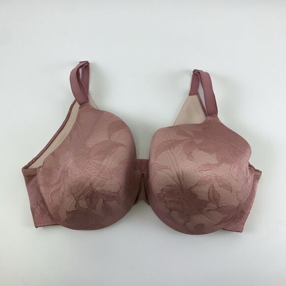 Cacique Invisible Lace Backsmoother Lightly Lined Balconette Bra Pink Size 40 DD - Picture 12 of 12